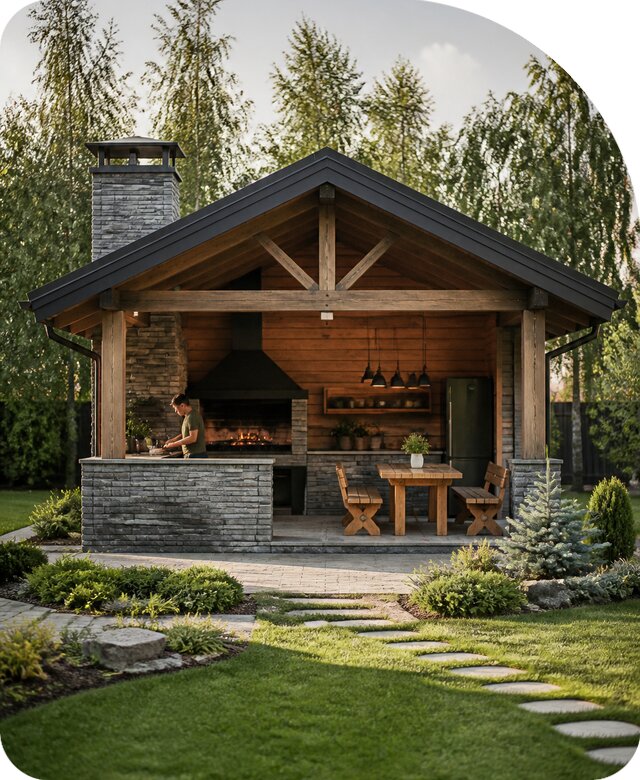 Строительство кухни беседки в Еманжелинске по цене от 359485 р. | РадиДОМА-Мнж
